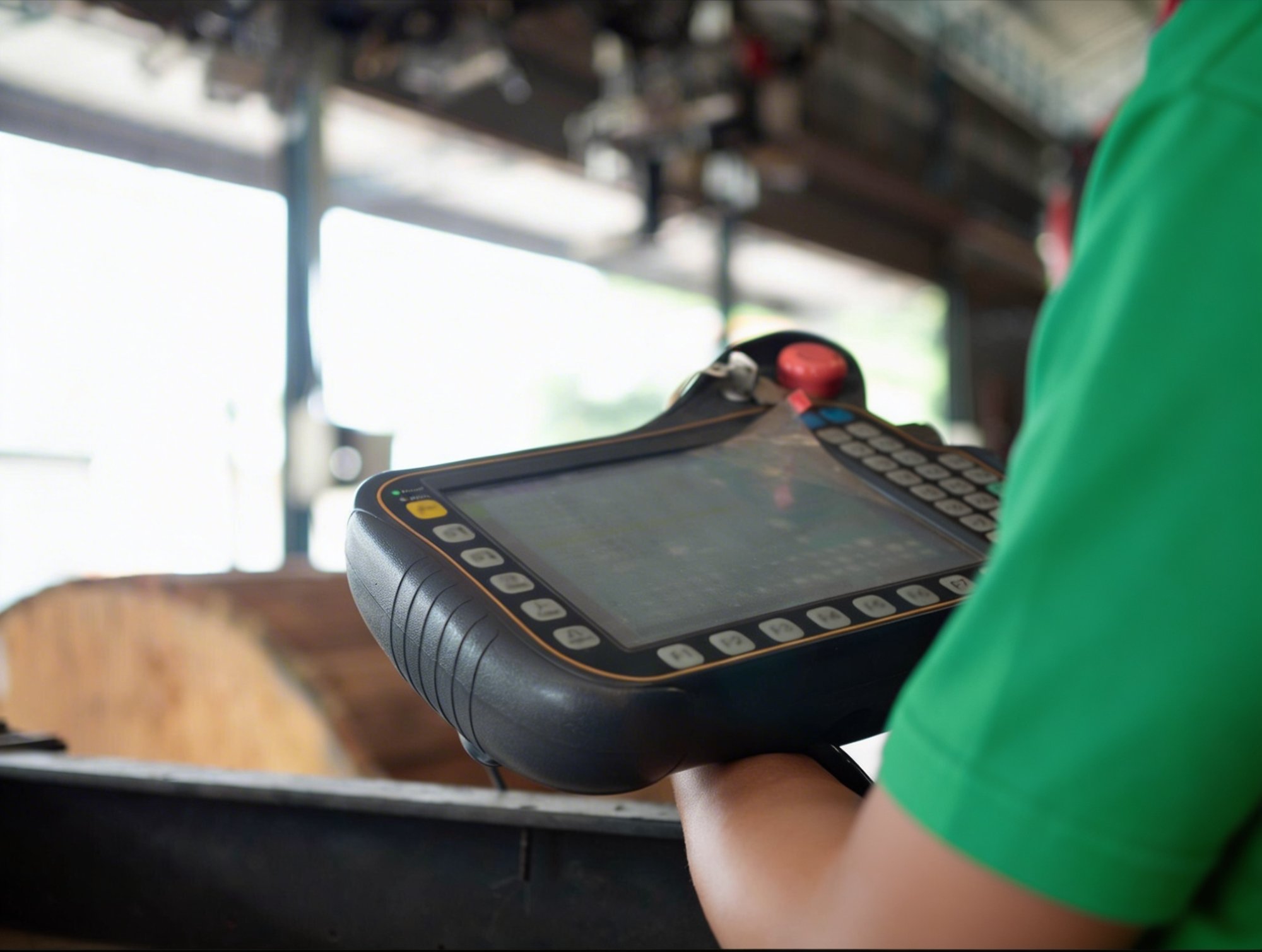 Técnico realizando inspeção em equipamento industrial